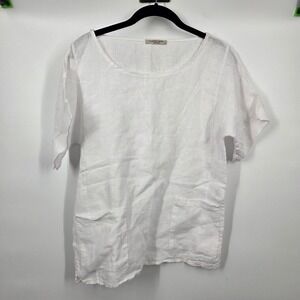 Francesca Bettini Linen Top Womens Small Made In Italy White Lagenlook Neutral